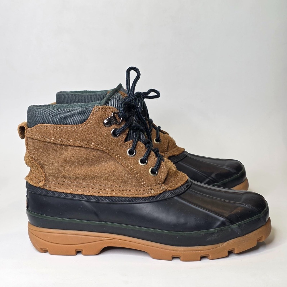 London Fog Ridge‎ Women's Duck Boots Size 9 M Navy Brown Suede Waterproof Shoes